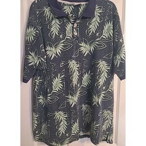 OP‎ Sport Pullover Shirt Mens Size XXL Blue/Green Floral Pattern Heavy Knit